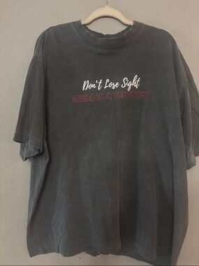Washed Black Short Sleeve Tee with 'Don't Lose Sight' Script